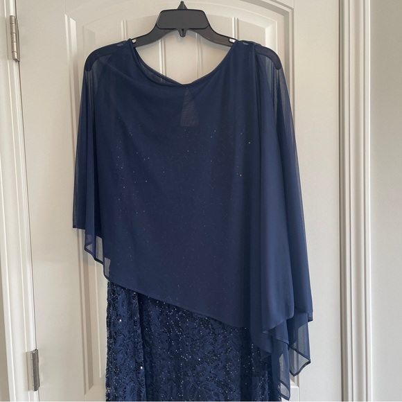 MARINA Asymmetrical Navy Blue Dress - Picture 2 of 8